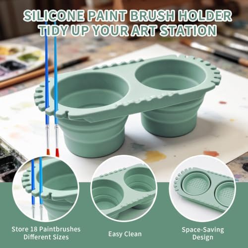 Paint Brush Cleaner Cup, Foldable Silicone Brush Cleaning Rinse Cup - Image 3