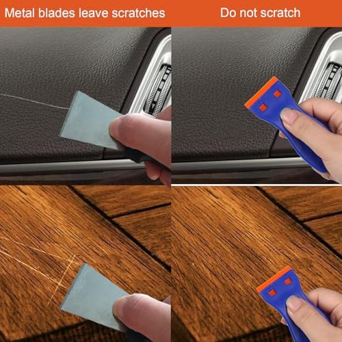 4 PCS Plastic Razor Blade Scraper and 120 PCS Plastic Razor Blades, Cleaning - Image 4