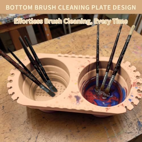 Paint Brush Cleaner Cup, Foldable Silicone Brush Cleaning Rinse Cup - Image 5
