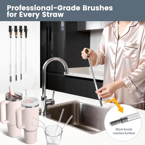 15 Inch Extra Long Black Straw Cleaner Brush Set - Image 6