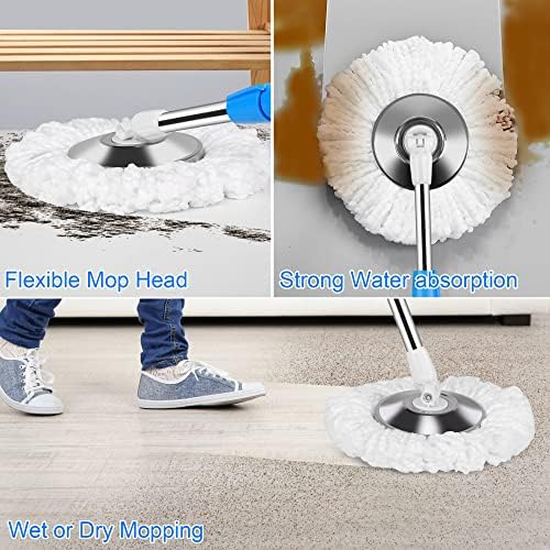 Mop and Bucket with Wringer Set on Wheels, 360 Spinning Mop Bucket Floor - Image 5