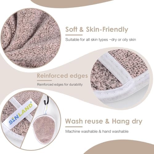 SINLAND Reusable Makeup Remover Pads Brown 12 Pack - Image 6