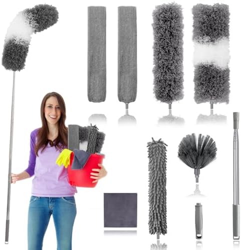 Dusters for Cleaning, Bendable Extendable Long Feather Duster for Cleaning Fan by Niurewan