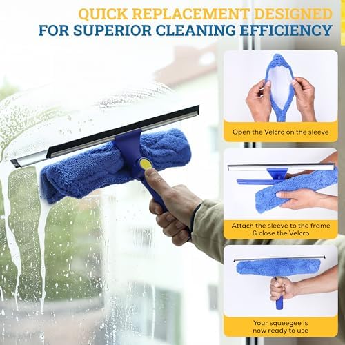 KLEEN HANDLER 12” Replacement Window Cleaning Microfiber Squeegee Sleeves - Image 4