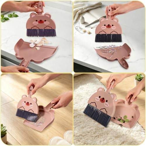 1 Set Small Broom Brush & Dustpan Set Table Cleaning Tools Bear - Image 5