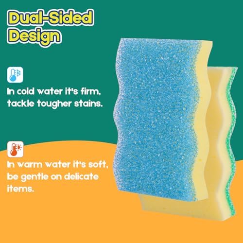 LAUNDRYLUX Scrub Sponge, 4 Pack Dual-Sided Temperature-Responsive Scrubber - Image 2