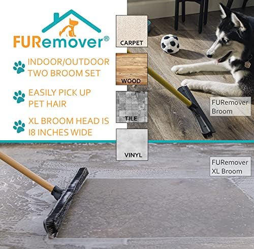 FURemover Pet Hair Removal Rubber Broom, 2-Piece Set - Image 2