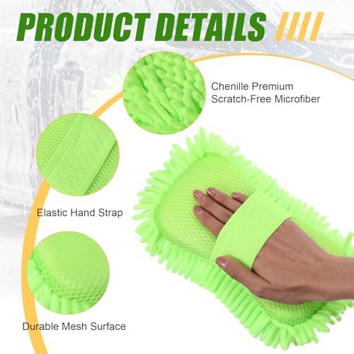 3 Pack Chenille Premium Scratch-Free Microfiber Car Wash Sponges, Non-Scratch - Image 3