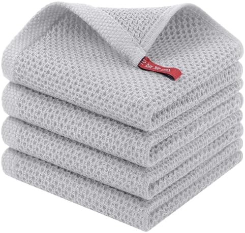 Homaxy 100% Cotton Waffle Weave Kitchen Dish Cloths, Light Gray by Homaxy