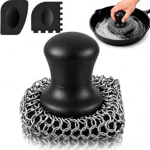 Cast Iron Scrubber and Scraper | 316 Chainmail Scrubber by Onewly
