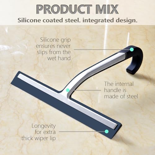 Shower Squeegee for Glass Doors, 10 Inch One-Piece Silicone Squeegee - Image 3