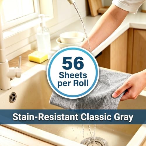 56 Pack Microfiber Cleaning Cloth Roll, Tear Away Reusable Microfiber Paper - Image 6