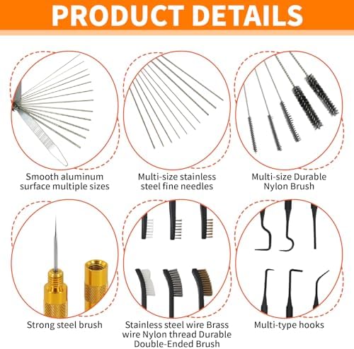 Carburetor Cleaning Kit-Includes 3 Double Head Brush 23 Needles 5 Nylon Brushes - Image 4
