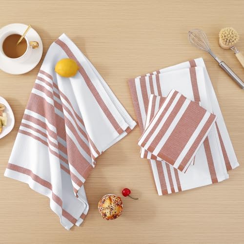 Homaxy Premium Cotton Stripe Kitchen Towels 8 Pack - Image 6