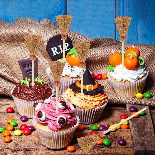 30Pcs Mini Witch Brooms Halloween Hanging Straw Broomstick Party Decor - Image 5