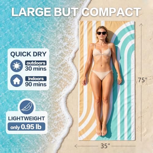 Beach Towel Backpack, 74.8" x 35" Extra Large Microfiber Beach Towel - Image 2