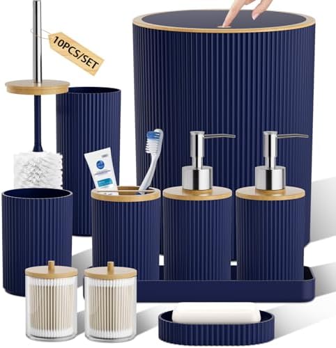 Navy Blue Bathroom Accessories Set by LetUsMakeHomeYourFavoriteDestination