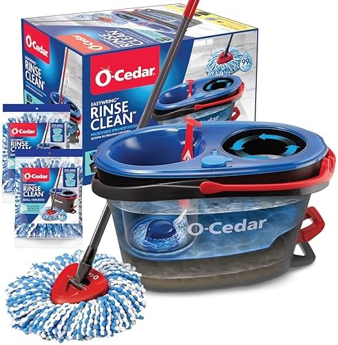 O-Cedar RinseClean Clean Water Spin Mop and Bucket System + 2 Extra Mop Heads | by Unknown