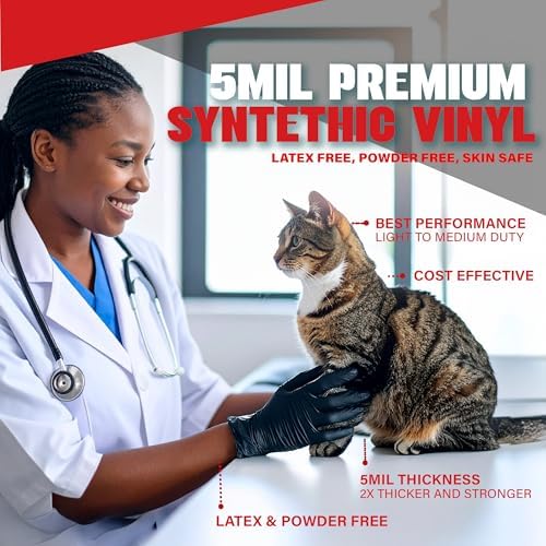 London Labs Black Synthetic Vinyl Exam Gloves Powder Free and Latex Free - Image 2