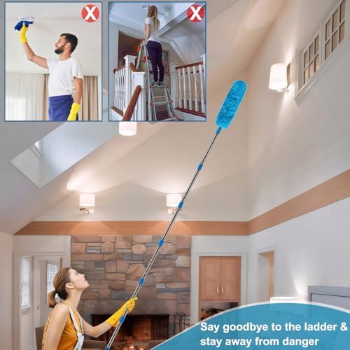 20+ Ft High Reach Ceiling Fan Duster & Cobweb & Corner Brush Duster - Image 4