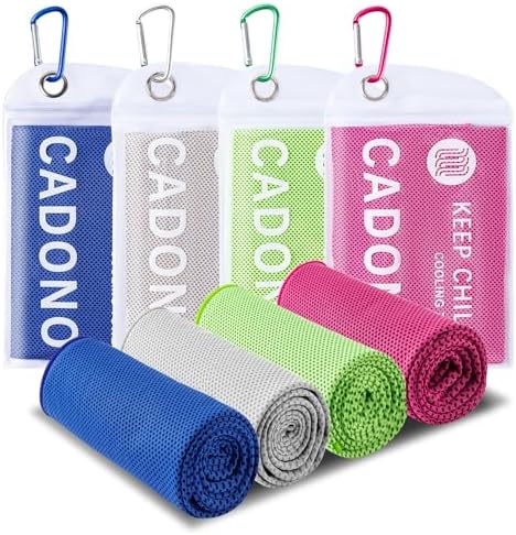 4 Pack Cooling Towel, Soft Breathable Chilly Towel, Ice Towel, Microfiber Towel by CADONO