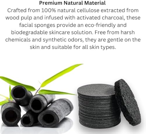 Facial cleansing sponge, 50-Count Bamboo Charcoal-Infused Compressed Cellulose - Image 5