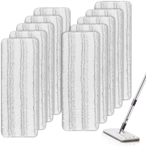 Microfiber Cleaning Pads for Flat Mop Bucket Set : 10 Packs 13" X 4.9" Washable by BeiLan