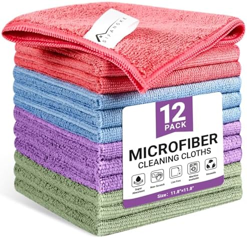 SIFANGKE Microfiber Cleaning Cloth, 12 Pack Assorted Color Cleaning Rags by Unknown