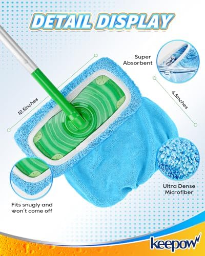 KEEPOW 6 Pack Reusable Mop Pads Compatible - Image 3