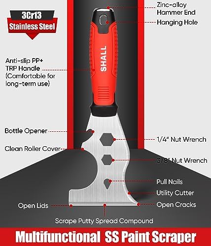 SHALL Drywall Tool Kit, Taping Knife, Painter Scraper Tool & 12" Mud Pan - Image 5