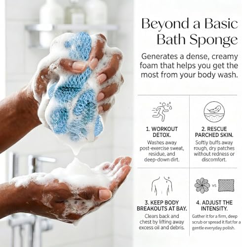 UJFQBH African Net Sponge Authentic 3 Pack, the Gentle Exfoliating Body - Image 3