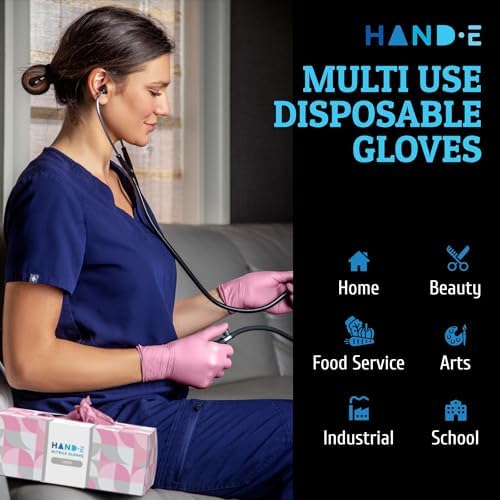 Hand-E Touch Pink Nitrile Disposable Gloves - Image 6