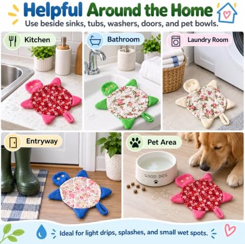 Floor Turtle Foot Mop, Washable Spill Towels, 4 Pack - Image 4