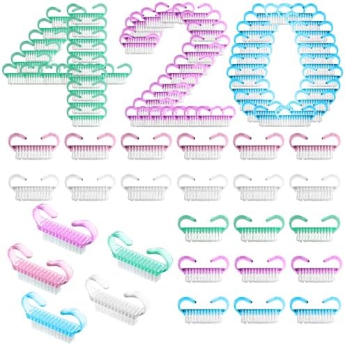 420 Pcs Handle Grip Nail Brush Multicolor, Fingernail Scrubbing by TANEMUDO