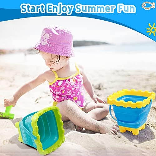 3L Jumbo Foldable Buckets, Castle Sand Beach Toy Silicon Pails - Image 3