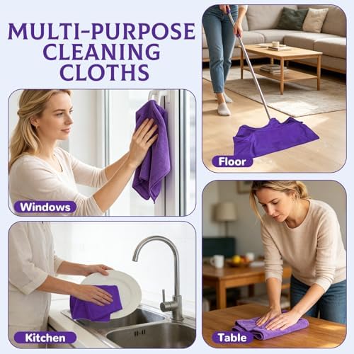 6 Pcs Extra Large Microfiber Cleaning Cloth Reusable Microfiber Towels Thick - Image 7