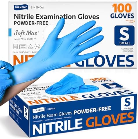 Supmedic Medical Soft Max Nitrile Exam Gloves Powder-Free Disposable 100 Ct by Supmedic
