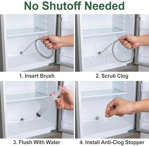 7-Piece Refrigerator Drain Cleaner Kit, 60in Flexible Brush&Hose Set - Image 5