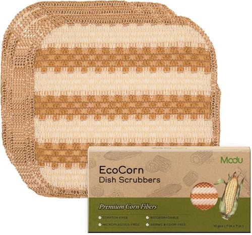 Modu 10 Pcs EcoCorn Dish Sponges Scrubbers – 100% Corn Fiber, Biodegradable by Modu