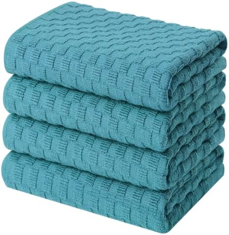 Homaxy 100% Cotton Terry Kitchen Towels, Lake Blue by Homaxy