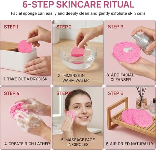180 PCS Compressed Facial Sponges, Natural Eco Friendly Cellulose Face Sponges - Image 3