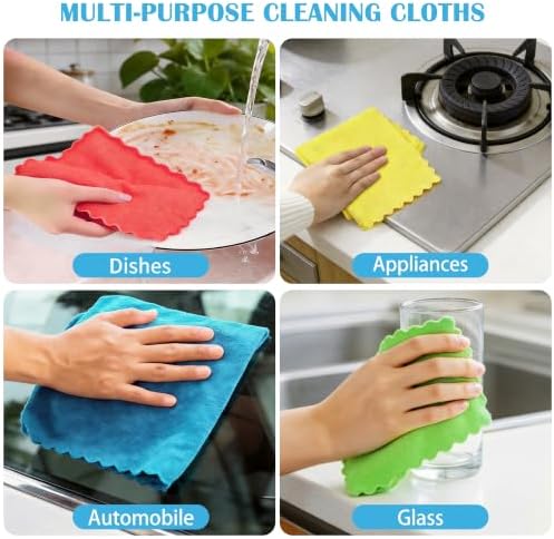 Puomue Microfiber Cleaning Cloth, 24 Pack Highly Absorbent Cleaning Rags - Image 4