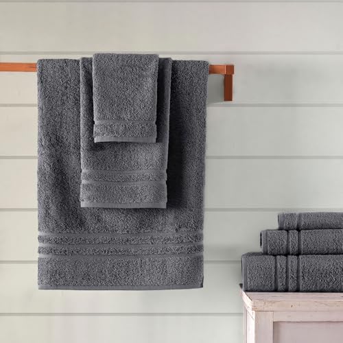 Hawmam Linen Towel Set, Turkish Cotton, 6 Pack, Cool Grey - Image 4