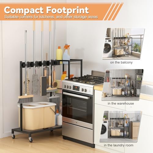 2 in 1 Metal Cleaning Carts on Wheels - Image 6