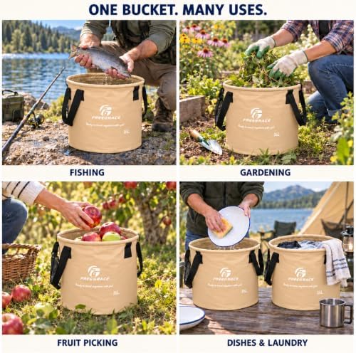 Freegrace Collapsible Water Bucket 10L Portable Camping Sink and Wash Basin - Image 5
