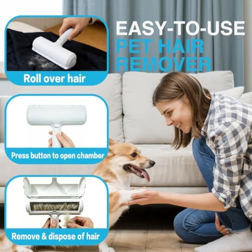 Roller Pet Hair Removal Tool, Detachable Handle Reusable Lint Remover - Image 4