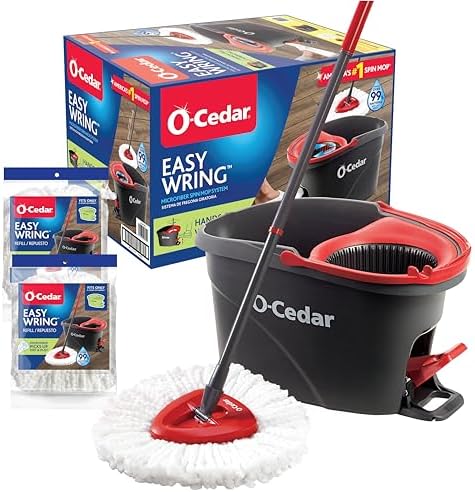 O-Cedar EasyWring Microfiber Spin Mop & Bucket Floor Cleaning System + 2 Extra by Unknown