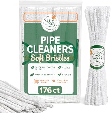 176 Count Bulk Soft Bristle Pipe Cleaners Chenille in White by Polykarmatic