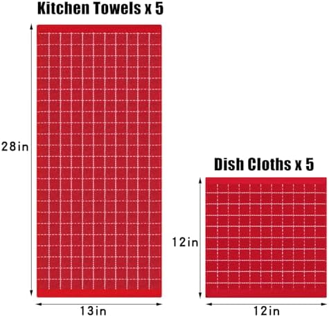 Homaxy Cotton Terry Kitchen Towels and Dishcloths Set of 10 - Image 4