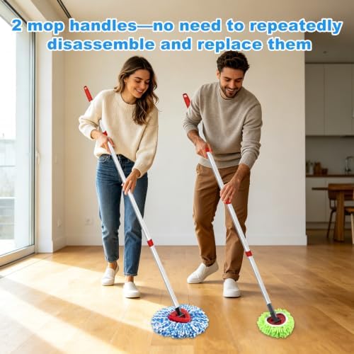 Mop Replace Head Spin Mop Handle and Base Replacement - Image 3